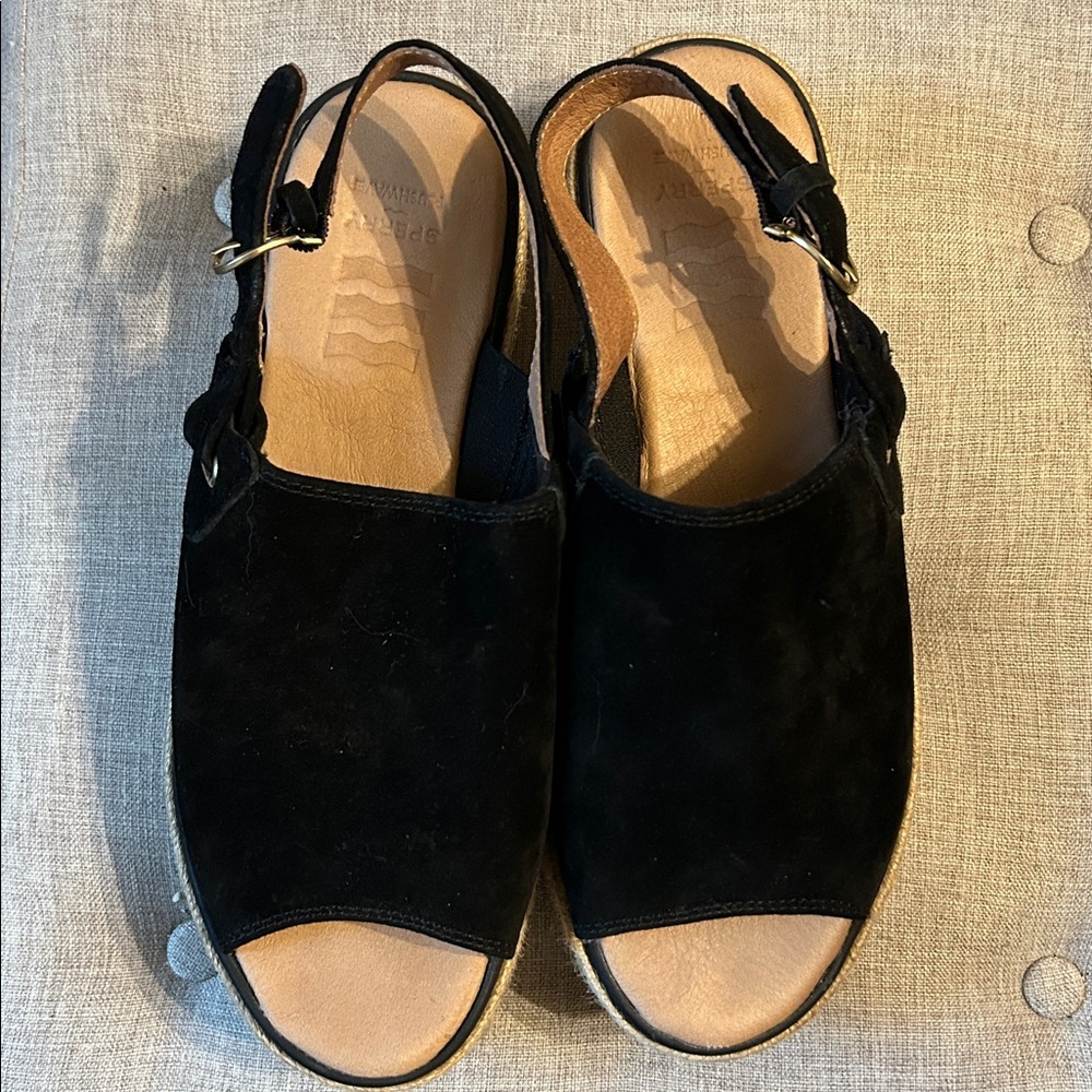 Sperry Delmare PLUSHWAVE Platform Sandal Black Sz 9